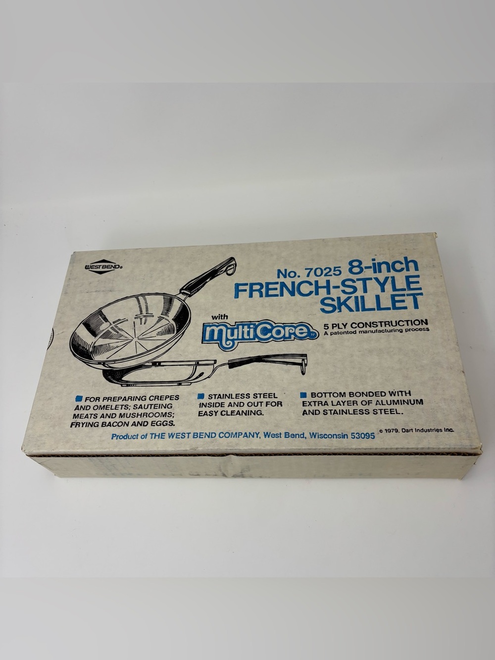 Vintage West Bend 8" French Skillet MultiCore 5-Ply Stainless Steel NOS Sealed